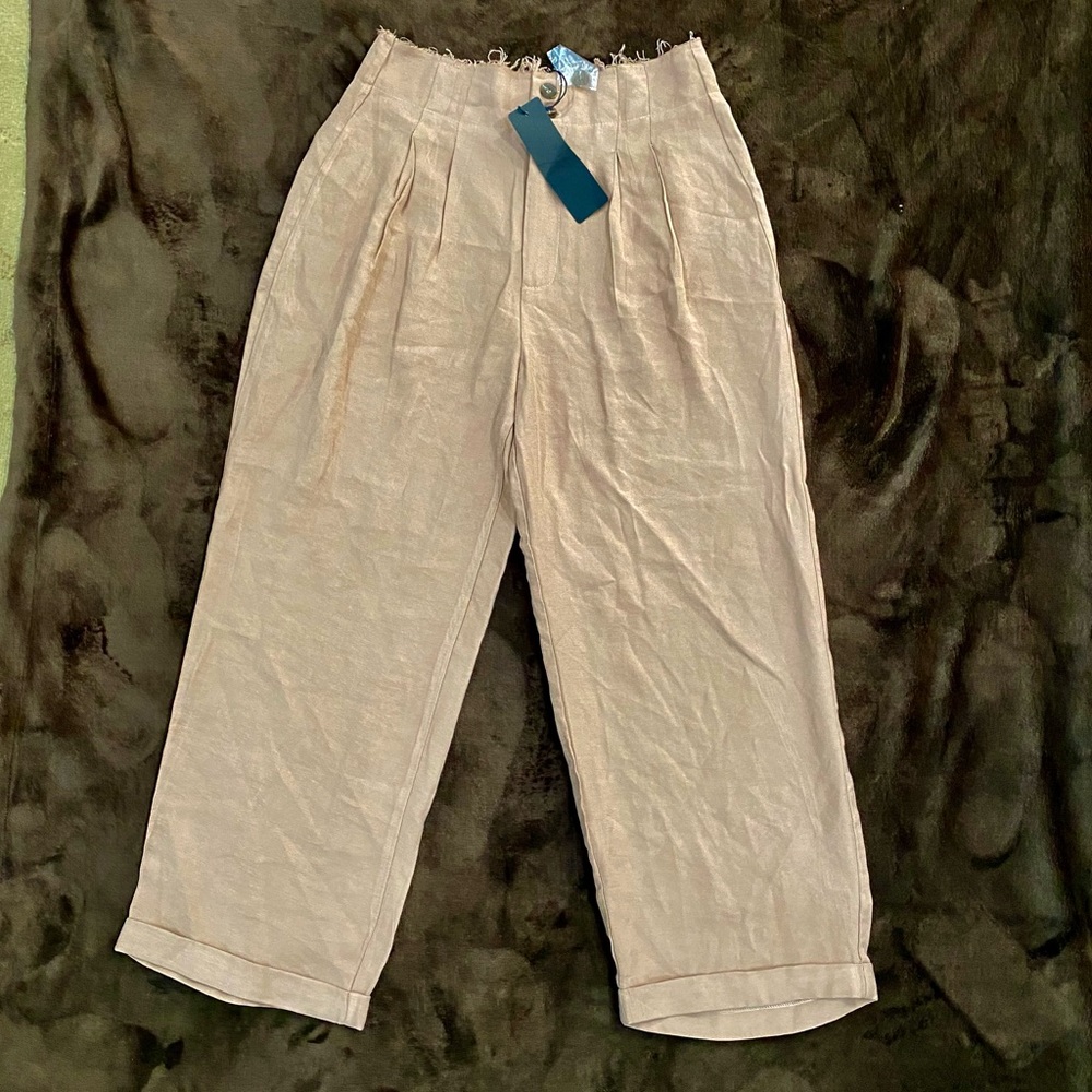 Know one cares Nordstrom raw edge cuffed pleated high rise pants